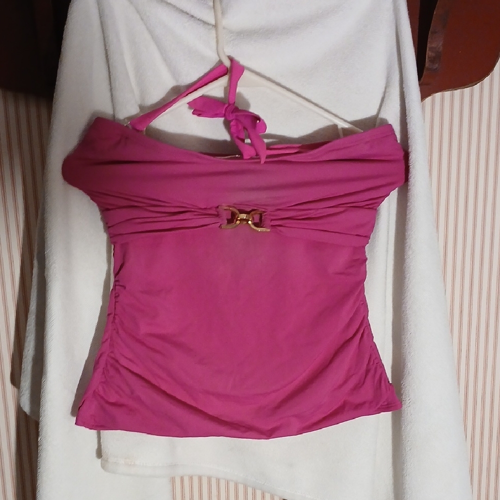 Michael Kors Hot Pink Strapless Camisole with Gold Accent